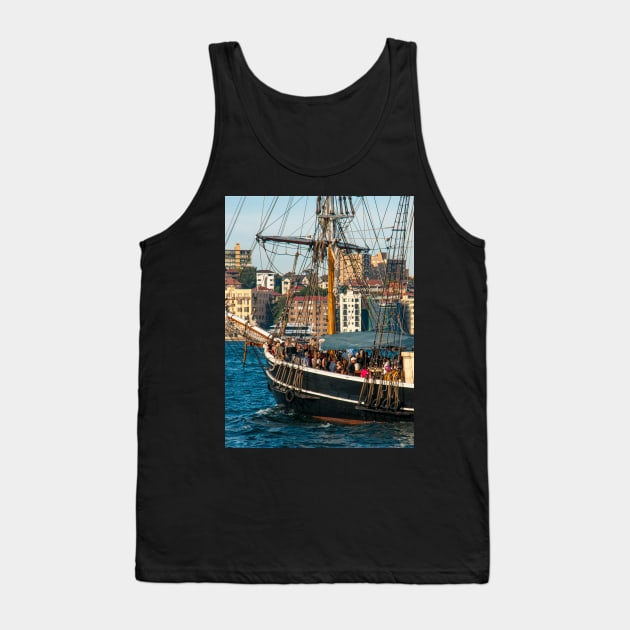 Southern Swan Sailing Ship, Sydney Harbour, Australia Tank Top by Upbeat Traveler